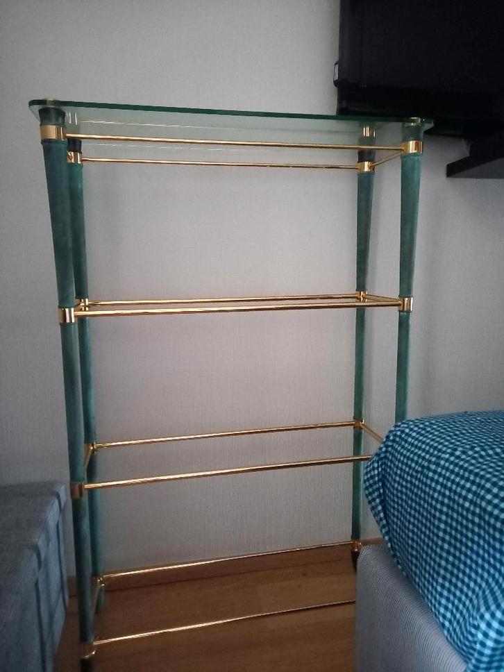 Mooi glazen rek met 4 leggers, Huis en Inrichting, Woonaccessoires | Wandplanken en Boekenplanken, Zo goed als nieuw, Ophalen