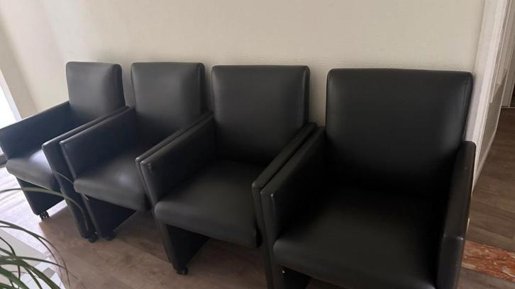 Eetkamer stoelen, Maison & Meubles, Chaises, Utilisé, Cinq, Six Chaises ou plus, Cuir, Noir, Enlèvement
