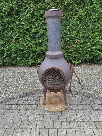 Gietijzeren grote terraskachel buitenkachel houtstoker beschikbaar voor biedingen