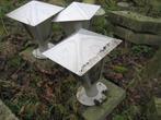 drie lantaarns in inox op arduinen voet, Ophalen, Gebruikt, Inox, Staande lamp