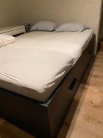 Lit double, incluant matelas avec 4 tiroirs, Comme neuf, Noir, Queen size, Enlèvement ou Envoi