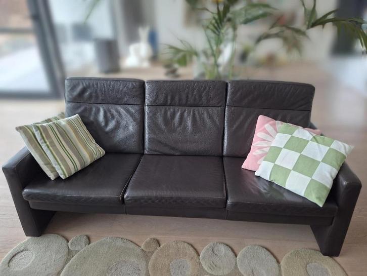 2 donkerbruine zetels van De Rore, Huis en Inrichting, Zetels | Complete zithoeken, Gebruikt, Leer, Ophalen