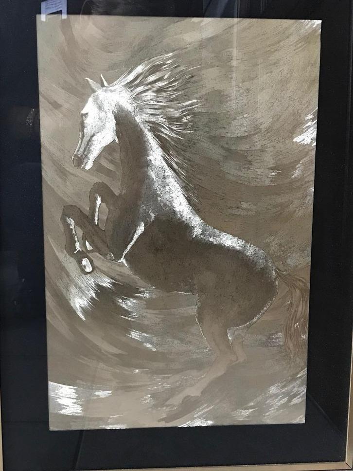 metaalgravure (paard ) 40/54,5cm., Antiek en Kunst, Kunst | Etsen en Gravures, Ophalen of Verzenden