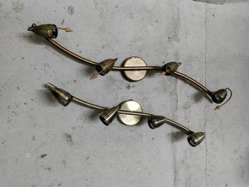 Lot de 2 Plafonniers / Suspensions spots dorés type laiton beschikbaar voor biedingen