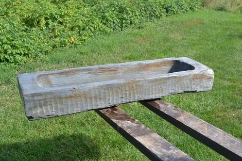 antiek gekapt rechthoekig smal hardstenen bakje, Tuin en Terras, Bloembakken en Plantenbakken, Steen, Balkon, Rechthoekig, Ophalen
