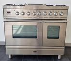 ☘️️️️Luxe Fornuis Boretti 90 cm rvs 5 pits Frytop 2 ovens, 60 cm of meer, 5 kookzones of meer, Vrijstaand, 90 tot 95 cm