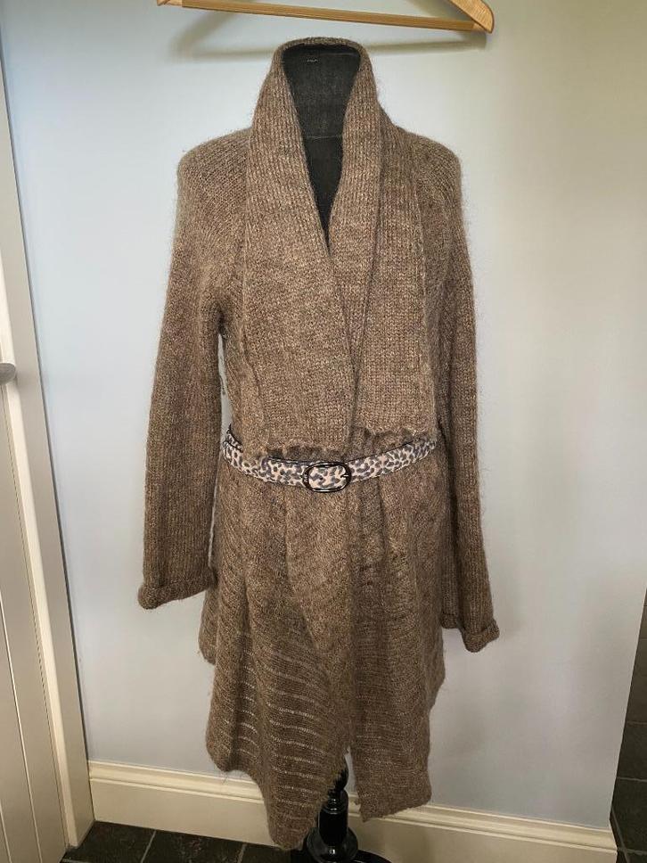 SCAPA taupe wol/mohair losse cardigan - M, Kleding | Dames, Truien en Vesten, Zo goed als nieuw, Maat 38/40 (M), Bruin, Ophalen of Verzenden