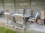 Bristol tuintafelset teak, tafel, 6 stoelen en kussens, Ophalen, Gebruikt