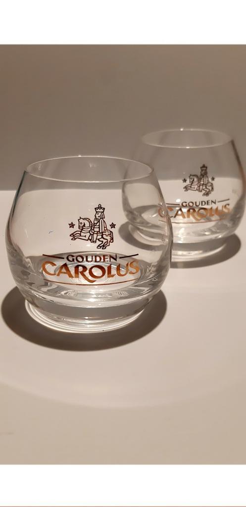 2 Whiskey Glazen "Gouden Carolus", Verzamelen, Glas en Drinkglazen, Zo goed als nieuw, Ophalen of Verzenden