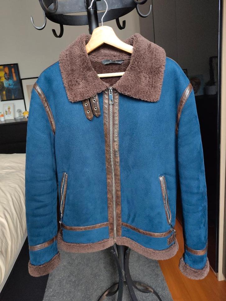 blauwe jas jacket Zara, medium [M], Vêtements | Hommes, Vestes | Hiver, Comme neuf, Taille 48/50 (M), Bleu, Enlèvement ou Envoi