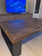 Massief houten salontafel met stalen onderstel., Huis en Inrichting, Ophalen