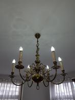 Lustre en laiton 6 branches avec ampoules LED, Huis en Inrichting, Lampen | Kroonluchters, Ophalen of Verzenden, Gebruikt