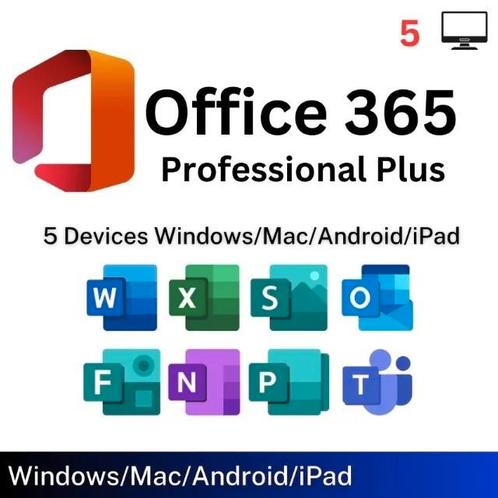 Office 365 Pro Plus 5 𝘋𝘦𝘷𝘪𝘤𝘦𝘴 𝘗𝘊/ 𝘔𝘢𝘤, Computers en Software, Office-software, Zo goed als nieuw, Ophalen of Verzenden