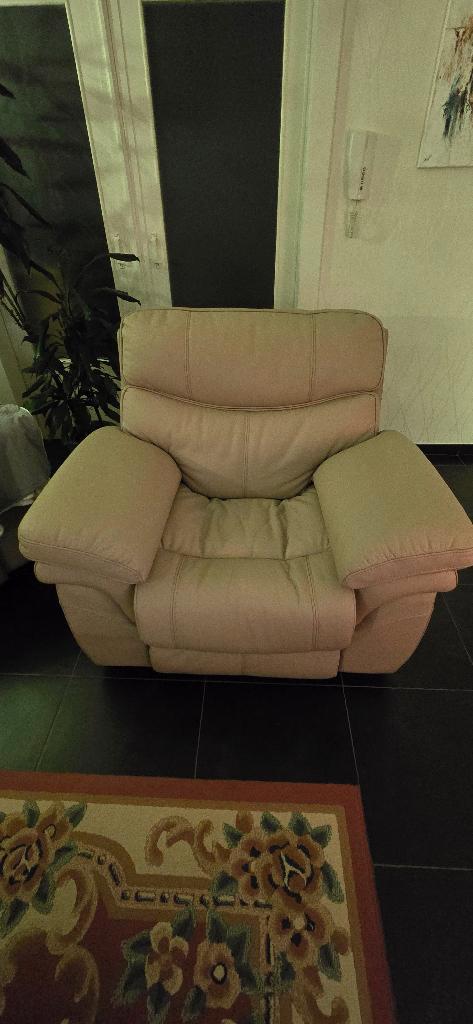 Lederen salon, Huis en Inrichting, Zetels | Complete zithoeken, Gebruikt, Leer, Ophalen