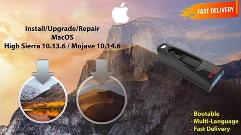 Installez macOS High Sierra 10.13.6+Mojave 10.14.6 via USB, Informatique & Logiciels, Systèmes d'exploitation, Neuf, MacOS, Envoi