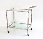 Silver Faux Bamboo Bar Cart - Vintage serveerwagen, Huis en Inrichting, Barren, Ophalen, Gebruikt
