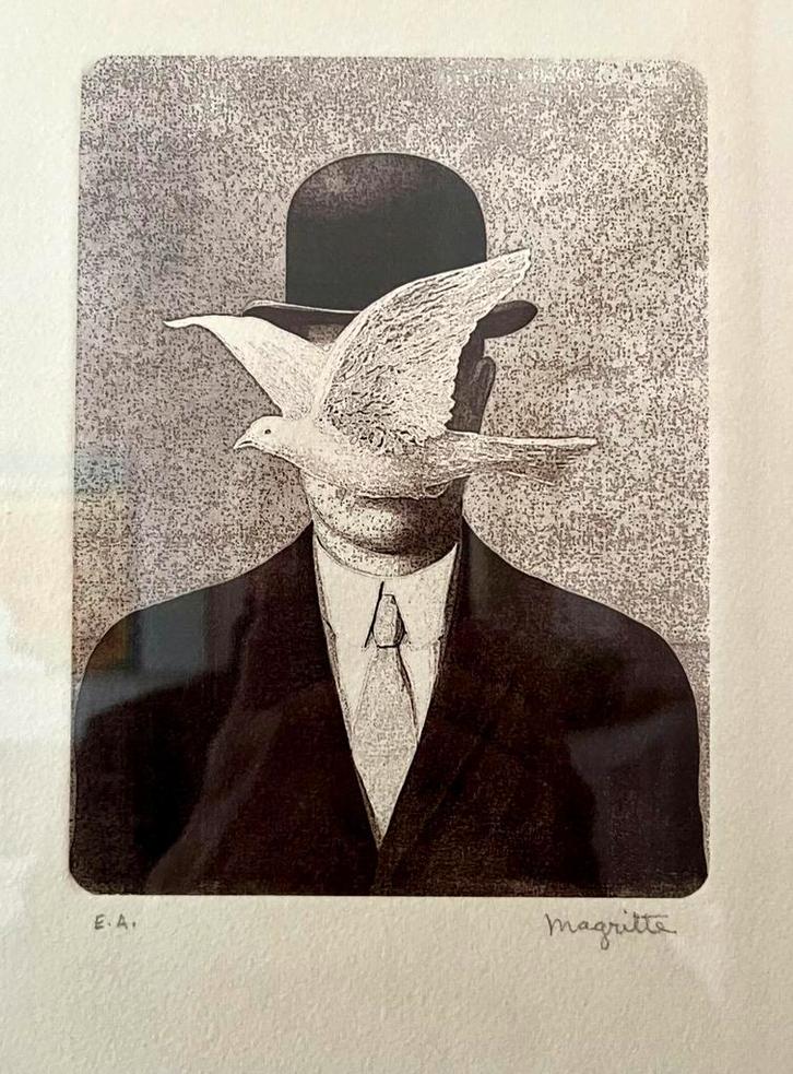 Rene Magritte - Gesigneerde Ets/Aquatint - E.A. - 29 x 21cm, Antiek en Kunst, Kunst | Etsen en Gravures, Ophalen of Verzenden