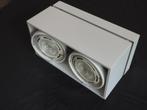 Hallogène witte plafondlamp met 2 spots, Ophalen, Zo goed als nieuw, Metaal