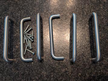 6 Inox handgrepen 14 cm met bijhorende vijzen, Enlèvement ou Envoi, Comme neuf