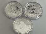 3 zilveren munten 1/2oz Lunar II serie 2010/2012/2016, Ophalen of Verzenden, Losse munt, Zilver