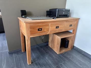 Bijzettafel/bureau teak L120xB50xH78 (cm) beschikbaar voor biedingen