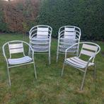 vintage aluminium stoelen, Ophalen, Gebruikt, Aluminium, Stapelbaar