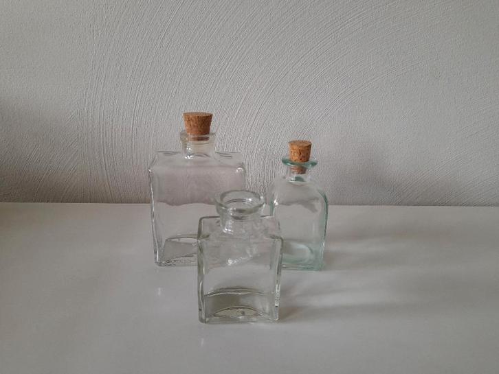Brocante - Set 3 oude flesjes, Antiek en Kunst, Curiosa en Brocante, Ophalen of Verzenden