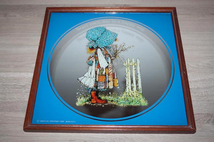 Holly Hobbie , originele Spiegel met afbeelding 32,2x32,2 cm, Verzamelen, Retro, Huis en Inrichting, Ophalen of Verzenden