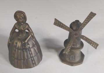 Tafelbel prinses + molen in koper, Enlèvement ou Envoi, Cuivre