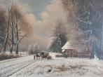 Louis Apol winterlandschap met personages, Antiek en Kunst, Ophalen