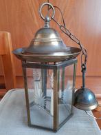Lampe d'entrée vintage en cuivre avec verre gravé, Métal, Vintage, Enlèvement, Utilisé