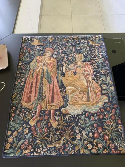 Authentiek Belgisch Wandtapijt - Middeleeuwse Muzikanten, Antiek en Kunst, Antiek | Tapijten, Tafelkleden en Textiel, Ophalen of Verzenden
