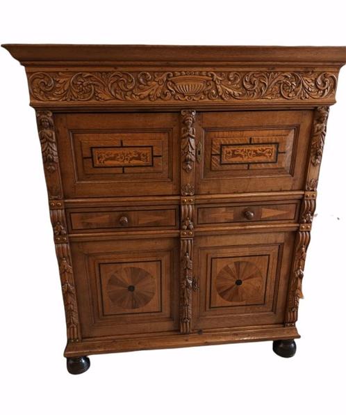 18de eeuwse Zeeuwse 4deurs kast met inlegwerkegwerk, Antiek en Kunst, Curiosa en Brocante, Ophalen