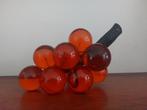 Vintage Lucite Acryl Oranje Amber 12 Druiventros op Hout, Enlèvement ou Envoi
