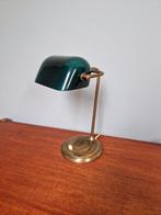 Bankierslamp in messing en groene opaline, 1930, Ophalen of Verzenden