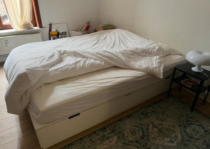 Lit IKEA (NORDLI) + matelas (MORGEDAL), Huis en Inrichting, Slaapkamer | Bedden, Zo goed als nieuw, Twijfelaar, 160 cm, 200 cm