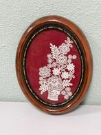 Vintage ovaal wandplaatje met kantwerk decoratief kloskant, Antiek en Kunst, Ophalen of Verzenden