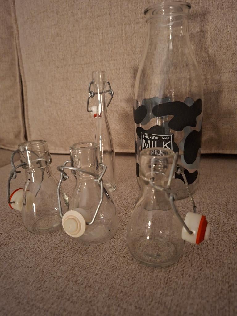 5 melkflessen, Ophalen of Verzenden, Gebruikt