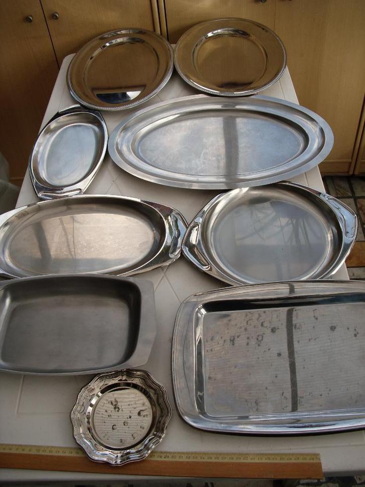 inox serveerschotels, Huis en Inrichting, Woonaccessoires | Dienbladen, Nieuw, Metaal, Ophalen