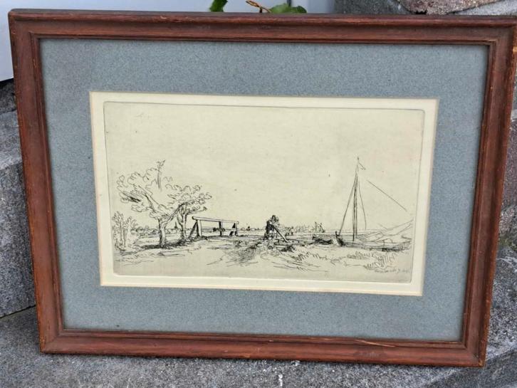 gravure signe rembrandt harmensz, Antiek en Kunst, Kunst | Etsen en Gravures, Ophalen of Verzenden