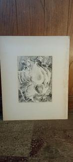 Abstracte houtskooltekening Serge Montegnies,40x50,n557, Antiek en Kunst, Ophalen