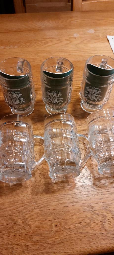 6 glazen oud Hoegaards bier met oortje, Verzamelen, Glas en Drinkglazen, Zo goed als nieuw, Ophalen of Verzenden