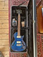 Epiphone Blueshawk Deluxe (Midnight Sapphire) & flight case, Comme neuf, Epiphone, Enlèvement, Semi-solid body