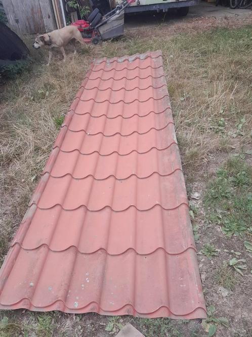 Ijzeren dakpan platen 28m2, Doe-het-zelf en Bouw, Dakpannen en Dakbedekking, Zo goed als nieuw, Ophalen