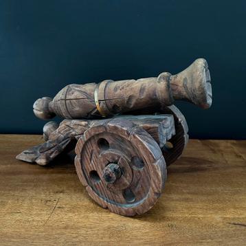 Groot houten kanon –handgemaakt model - L 45 cm beschikbaar voor biedingen