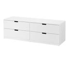 Witte Grote Lage Ladenkast Ikea Nordli, Ophalen, 150 tot 200 cm, Zo goed als nieuw, 3 of 4 laden