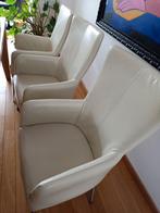 Six chaises en cuir, couleur crème, Comme neuf, Enlèvement