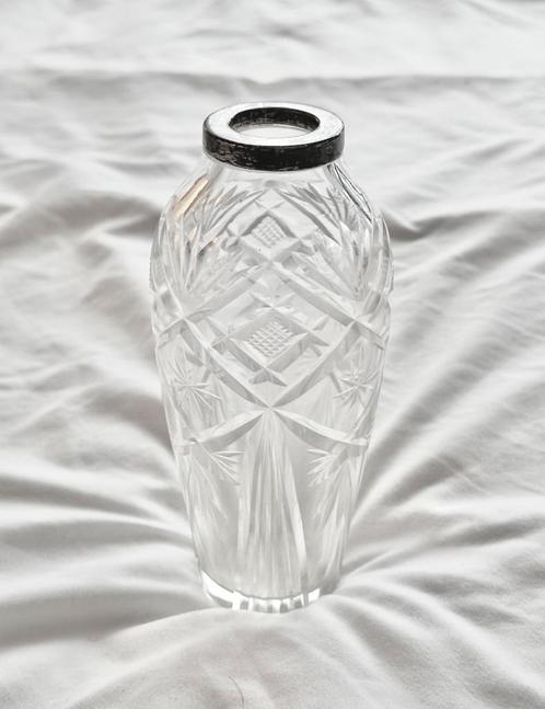 Petit vase soliflore cristal et argent, Antiek en Kunst, Antiek | Vazen, Ophalen of Verzenden