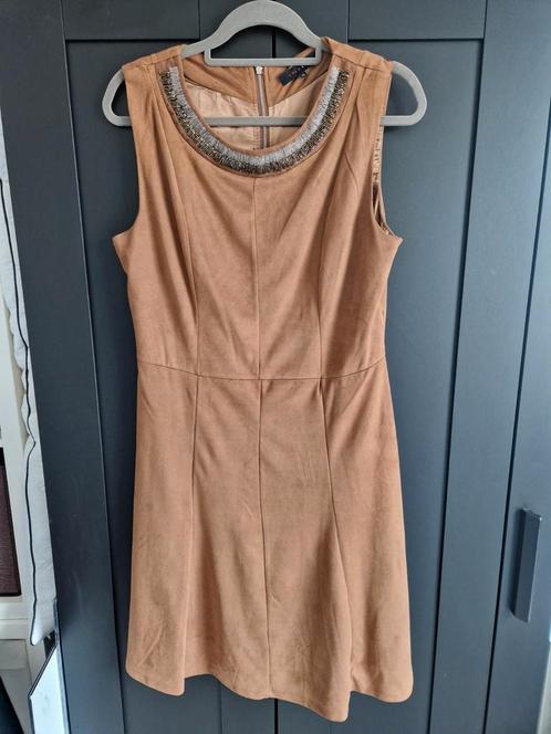 Gevoerde, soepele zomerjurk, Kleding | Dames, Jurken, Zo goed als nieuw, Maat 42/44 (L), Bruin, Ophalen of Verzenden