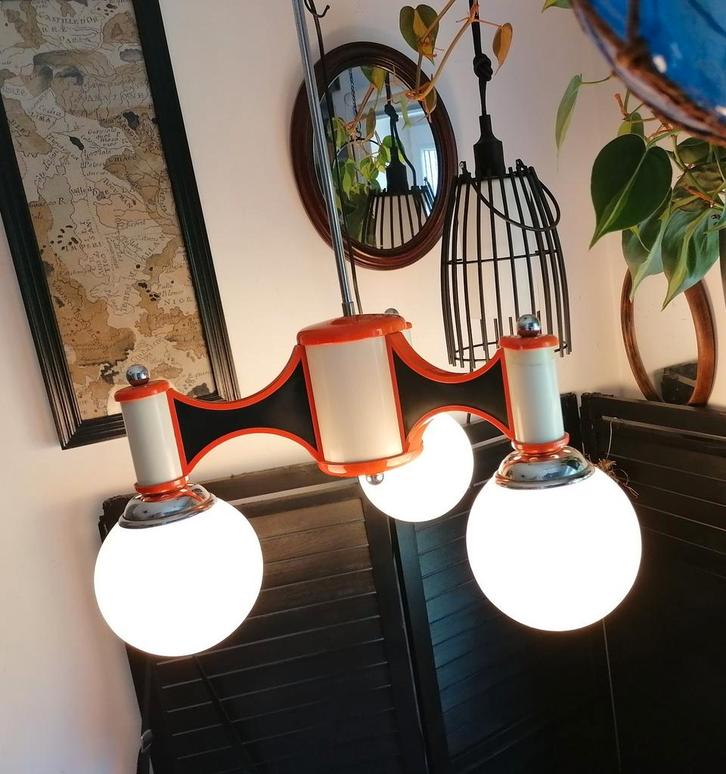 Rare lustre vintage triple opaline, Antiek en Kunst, Antiek | Verlichting, Ophalen of Verzenden